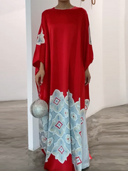 Printed Loose Round-neck Maxi Dresses