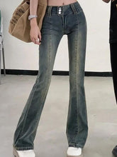 Low Waist Washed Slim-Fit Boot-Cut Jeans