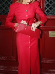 Bodycon Long Sleeves Buttoned Solid Color V-Neck Maxi Dresses Shirt Dress