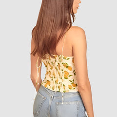 Cream Citrus Crop Top