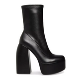 Black Edgy Chunky Heeled Platform Boots