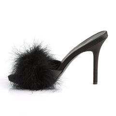 Black Feather High Heeled Stiletto Sandals