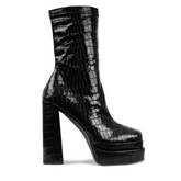 Croc Black Double Platform Ankle Boots