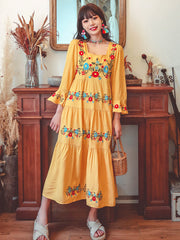 Flare Sleeves Midi Dress