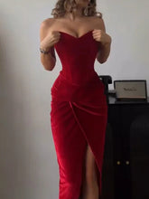 Velvet Ball Split-Side Wrap Tube Gown