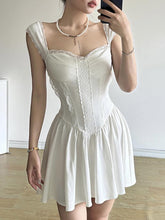 Plain Lace Trim Mini A-Line Corset Dress