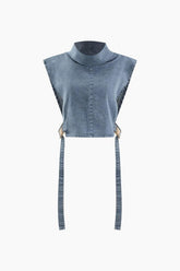 Denim Buckle Sleeveless Top