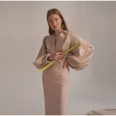 Audrey V Neck Long Sleeve Midi Dress