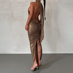 Grace Backless Back Split Maxi Dress