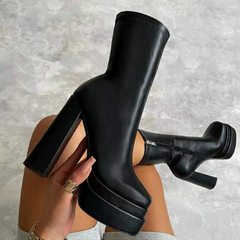 Black Double Platform Ankle Boots
