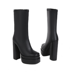Black Double Platform Ankle Boots