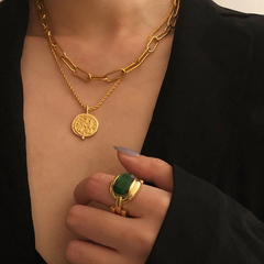 Emerald Gold Chain Ring