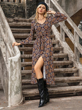 Vacation Long Sleeves Wrap Lace-Up V-Neck Midi Dress