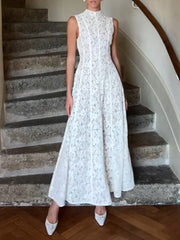 Lace Flower Sleeveless Maxi Dresses