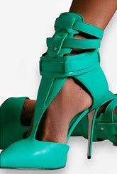 catwalk T-strap high heels sandals