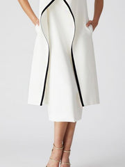 Solid Color False Two Sleeveless Midi Dresses