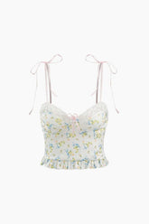 Floral Print Tie Strap Cami Top