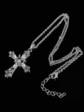 Grunge Rhinestone Cross Pendant Necklace