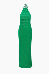 Halter Neck Backless Knit Dress