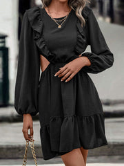 Adorable Ruffle Side Cutout black Dress