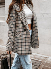 New coat button plaid printed small suit mid-length coat