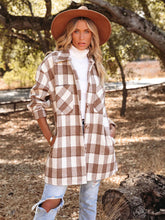 Autumn and Winter New Plaid Printed Long Woolen Jacket