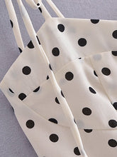 sweet polka dot print slimming waist strappy corset dress