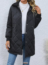 Button Waist Quilted Fur Collar Lapel Jacket
