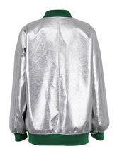 Coat Jacket New futuristic reflective baseball uniform silver fashionable long-sleeved jacket
