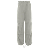 Drawstring cargo pocket ruched solid pant