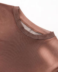 Gideon Mesh Top with Knit Sleeves