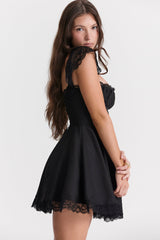 Black A-Line Lace Mini Dress