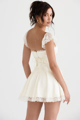 White A-line lace Mini Dress