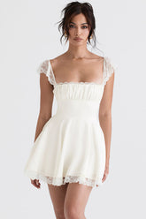 White A-line lace Mini Dress