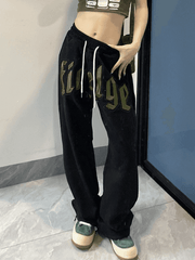 Letter Embroidered Baggy Sweatpants