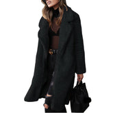 loose long sleeve lapel plush Coat jacket