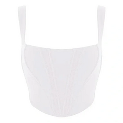 White Square Neck Cropped Corset Top