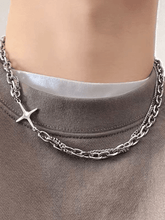 Men's Layered Geometric Link Chain Necklace
