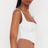 White Square Neck Cropped Corset Top