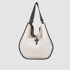 Black Trim Round Canvas Tote Bag