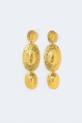 Oval Metal Drop Earrings