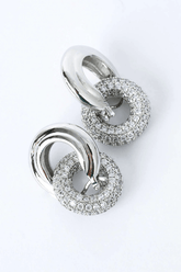 Pave Interlock Hoop Earrings
