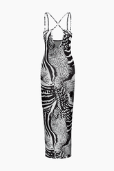 Printed Cross Strap Cut Out Maxi Dress