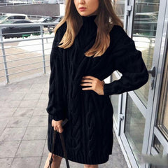 Vintage Solid Knitted Dress