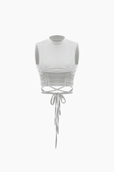 Ruched Tie Waist Crop Tank Top