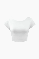 Soft Backless Crop Short Sleeve T-Shirt