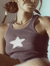 Star Patch Crop Ribbed Tank Top