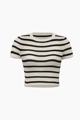 Stripe Short Sleeve Knit Top