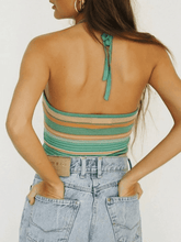 Striped Halter Knit Crop Cami Top