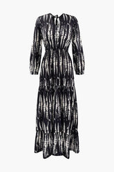 Tie Dye Tie Back Tiered Maxi Dress